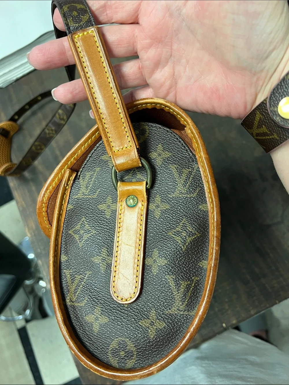 Louis Vuitton Monogram Shoulder Bag in Brown and Tan Leather